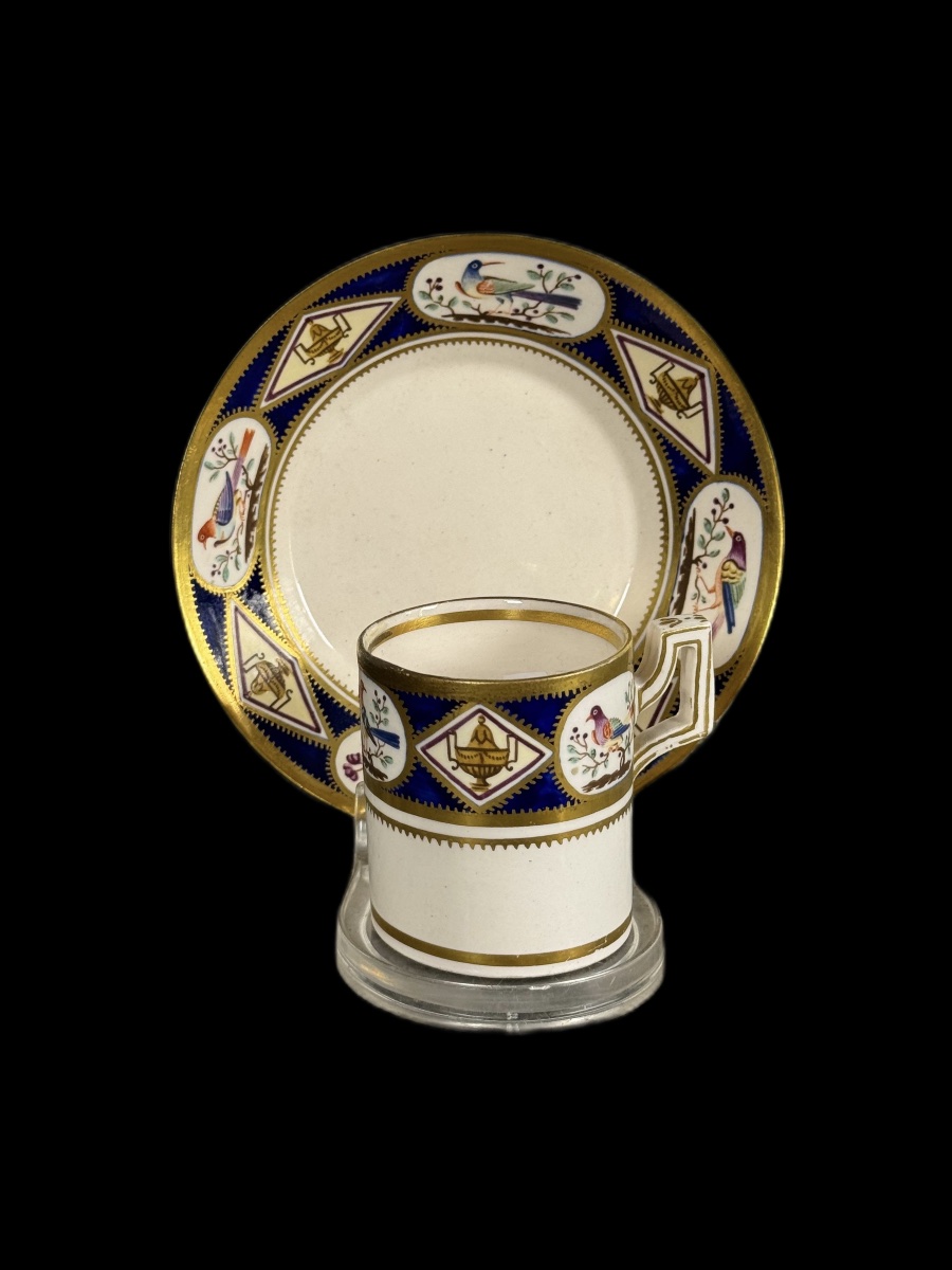 Porcelain Cup With Saucer With Neoclassical Decoration, Giustiniani Manufactory, 19th Century