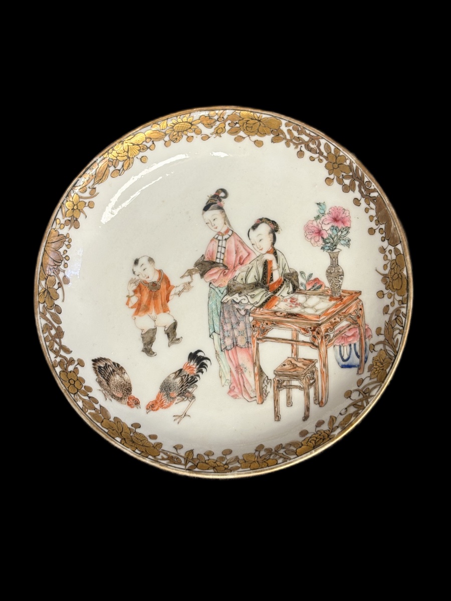 Tasse et soucoupe en porcelaine « Compagnie des Indes », Chine, XVIIIe-XIXe siècle-photo-3
