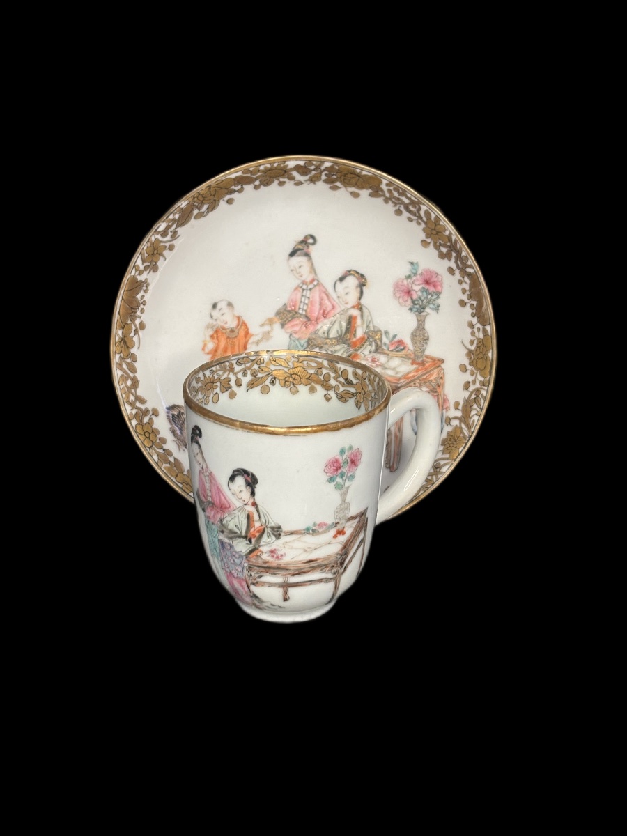 Tasse et soucoupe en porcelaine « Compagnie des Indes », Chine, XVIIIe-XIXe siècle