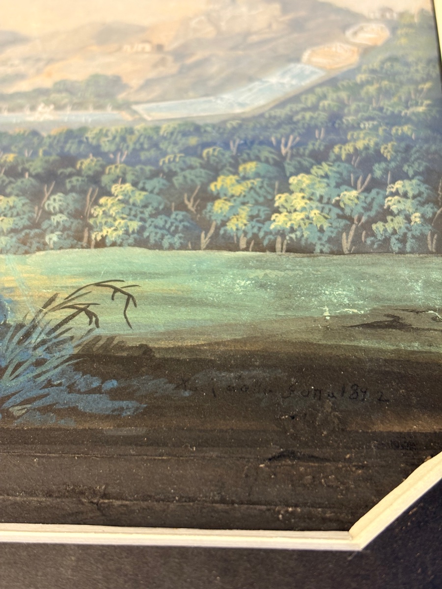 Gouache de Saverio della Gatta représentant une vue du Palais Royal de Caserte-photo-4