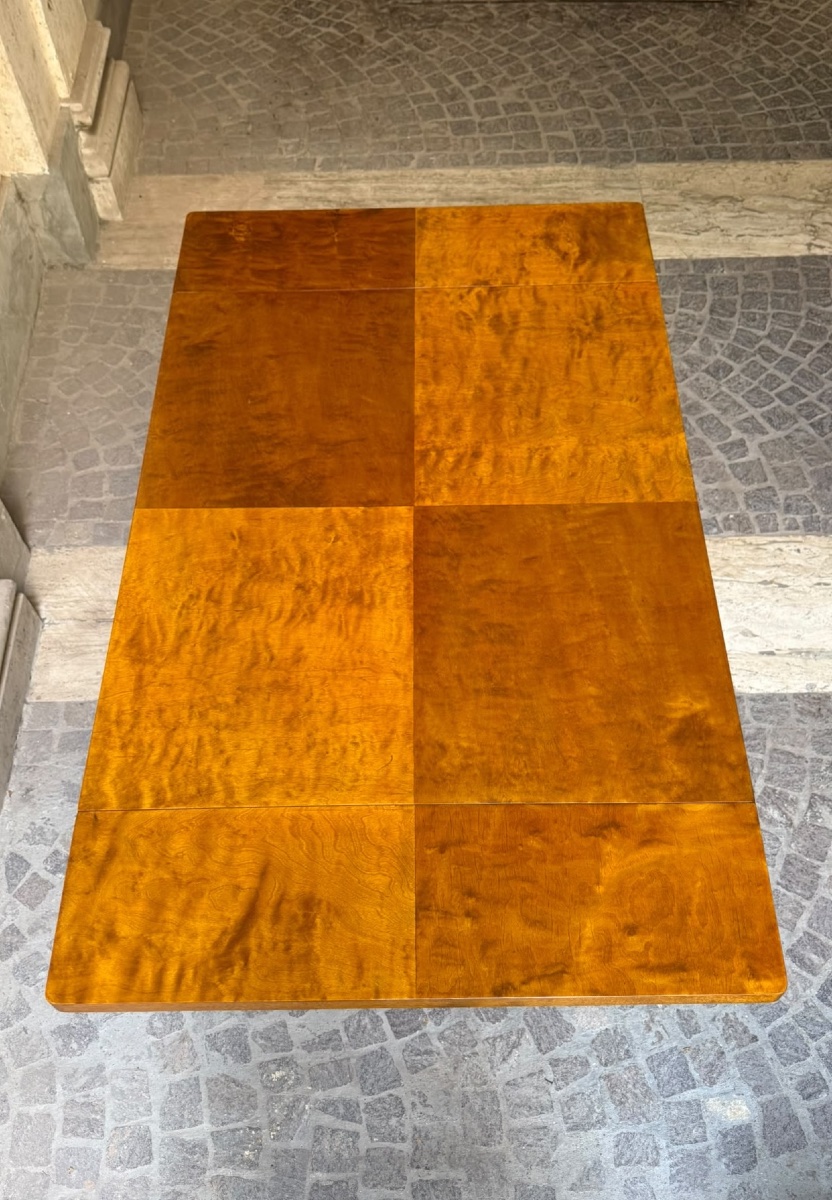Table à charnières Biedermeier en bois d'érable et bois ébénisé, XIXe siècle-photo-4