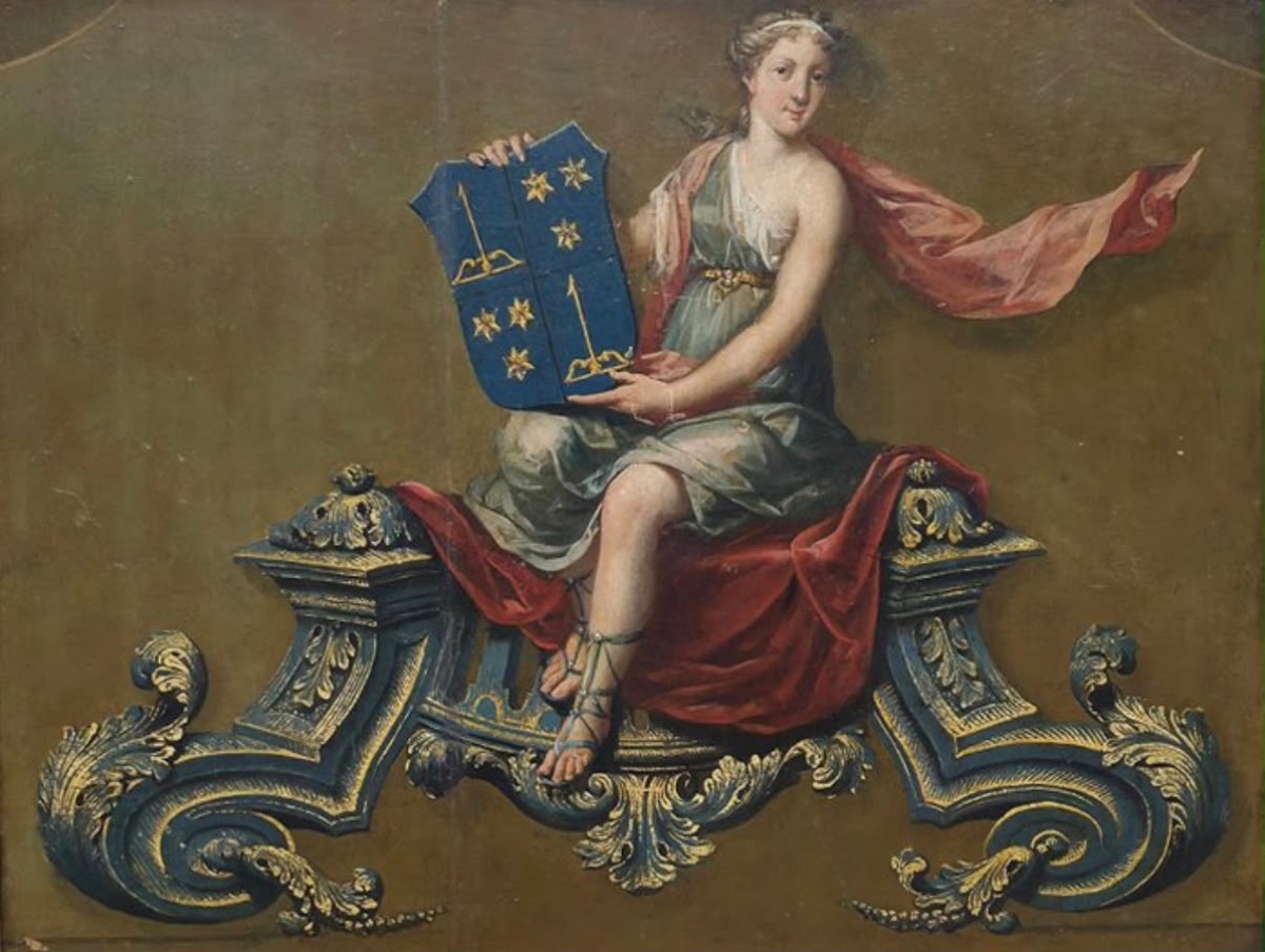 Decorative Panel For A Carriage Featuring A Coat Of Arms, 18th-century France