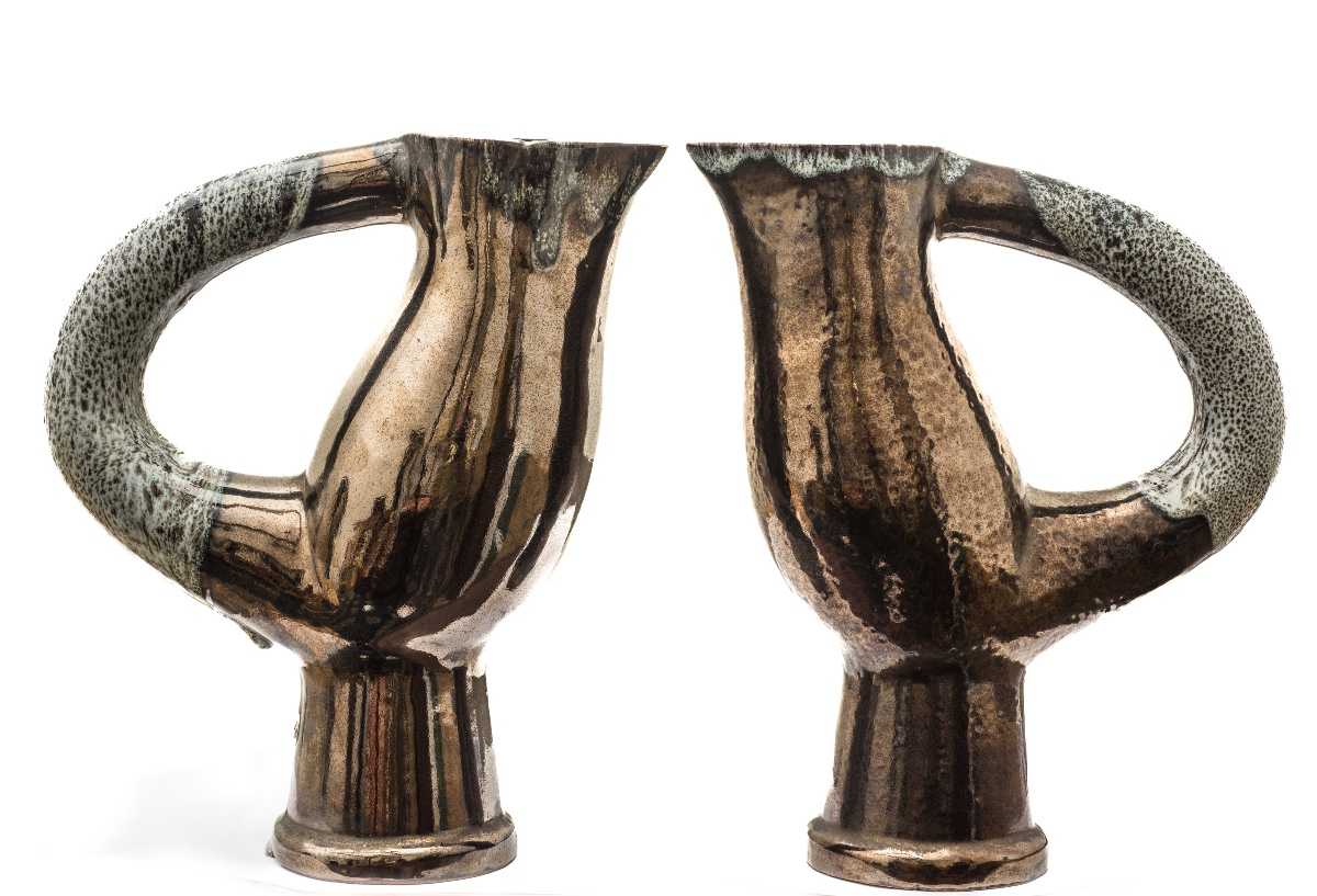 Pair Of Majolica Vases With Lustre Decoration, Italy, 1970s–1980s-photo-3