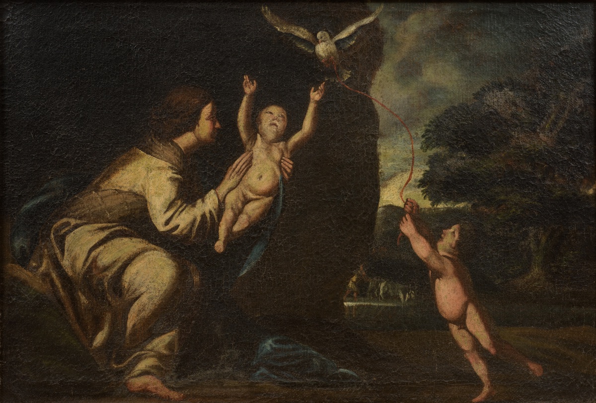 Paire de tableaux à scènes allégoriques, Naples, XVIIe siècle-photo-2
