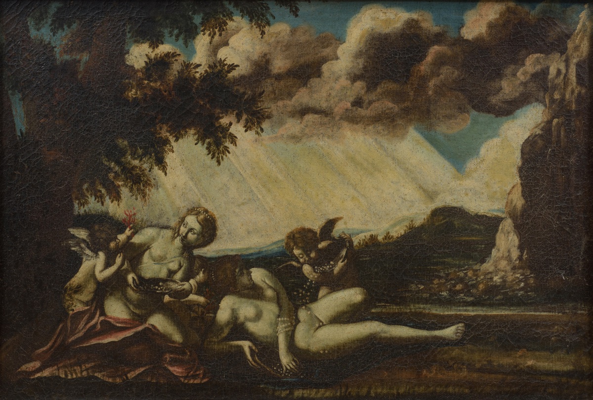 Paire de tableaux à scènes allégoriques, Naples, XVIIe siècle