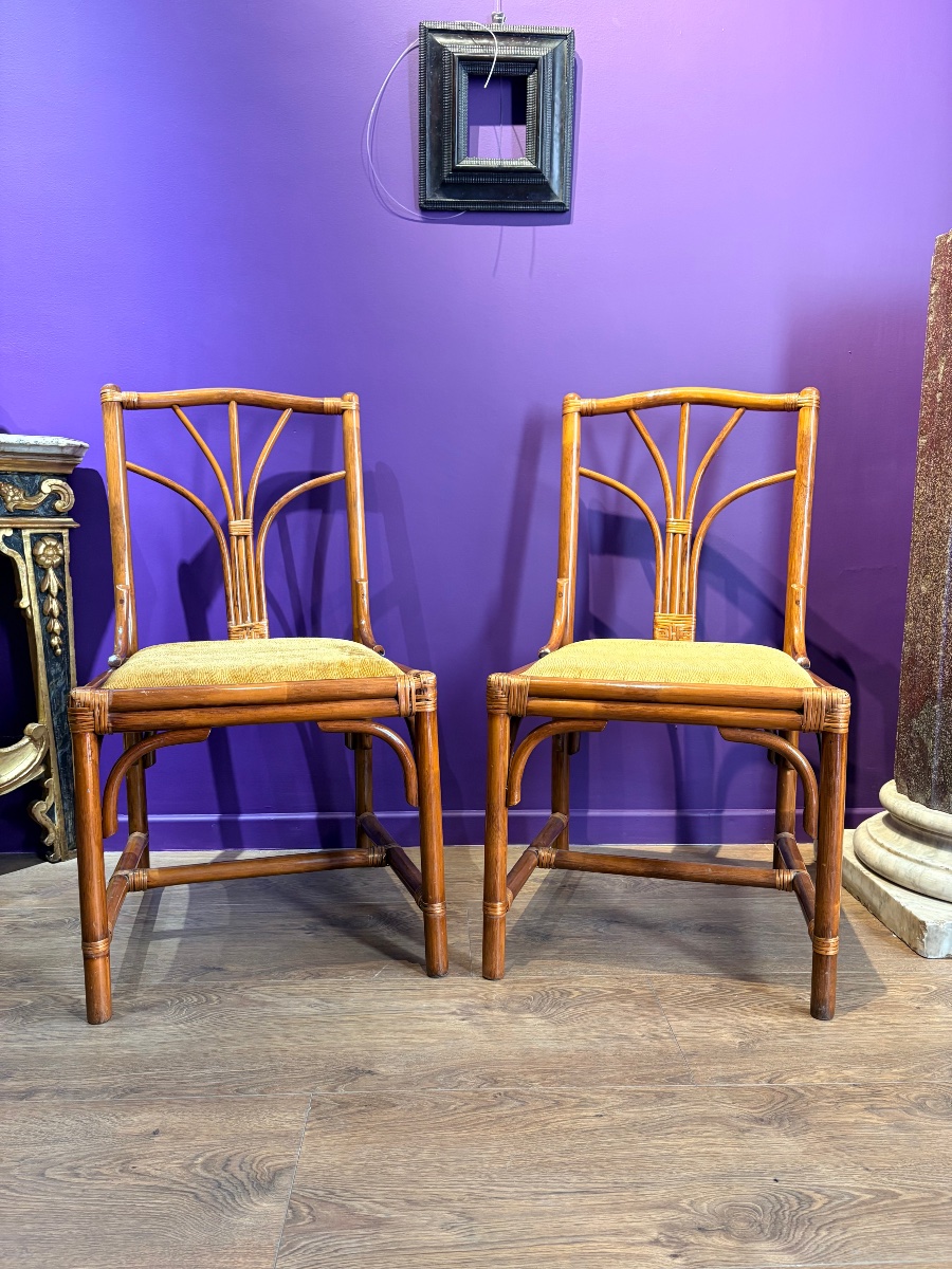 Paire de chaises en bambou-photo-4