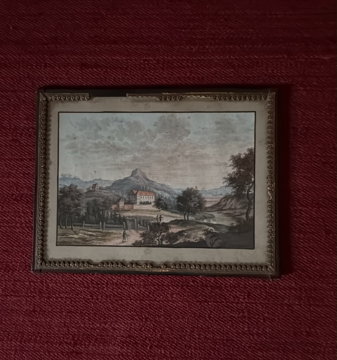 Small Gouache On Paper Depicting A Rural Landscape From The Early 19th Century