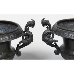 Pair Of Bronze Vases 