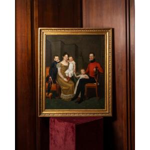 école Anglaise Du 19e Siècle   Portrait d'Une Famille Noble Anglaise