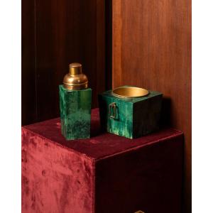 Brass Ice Bucket And Shaker By Aldo Tura  