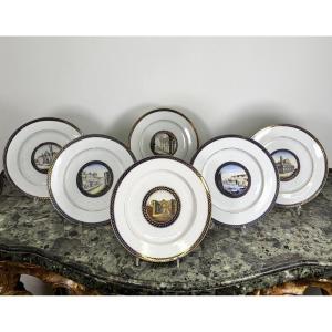 Set Of Six Porcelain Plates, Ginori Manufactory In Doccia, Ca. 1780