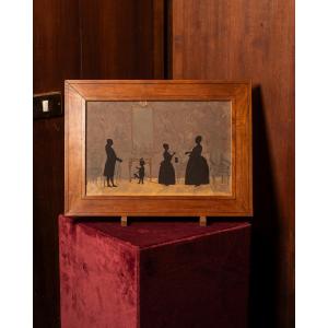 Family Silhouette With Interior, Alsace, Early 19th Century – The Eckel Family