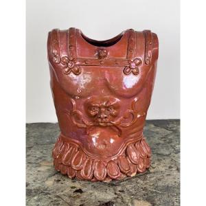 Vase en céramique à buste et armure de Caltagirone, Sicile, XXe siècle