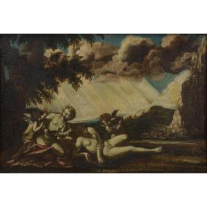 Paire de tableaux à scènes allégoriques, Naples, XVIIe siècle