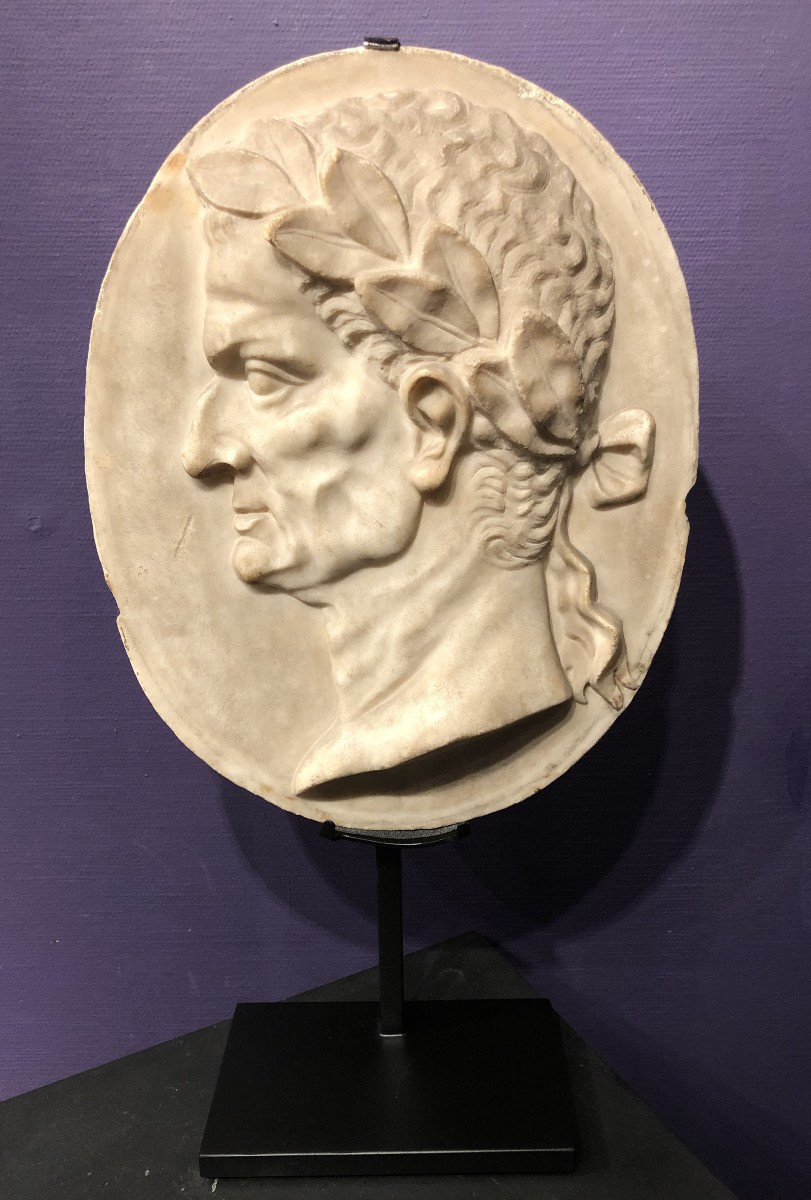 Marble Profile Portrait Of Emperor Tiberius