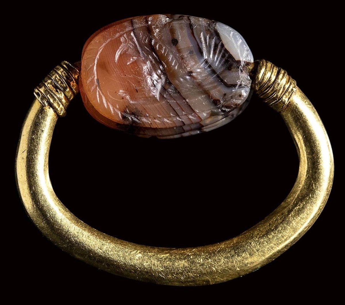 Agate Scarab Signet Ring In Gold-photo-3