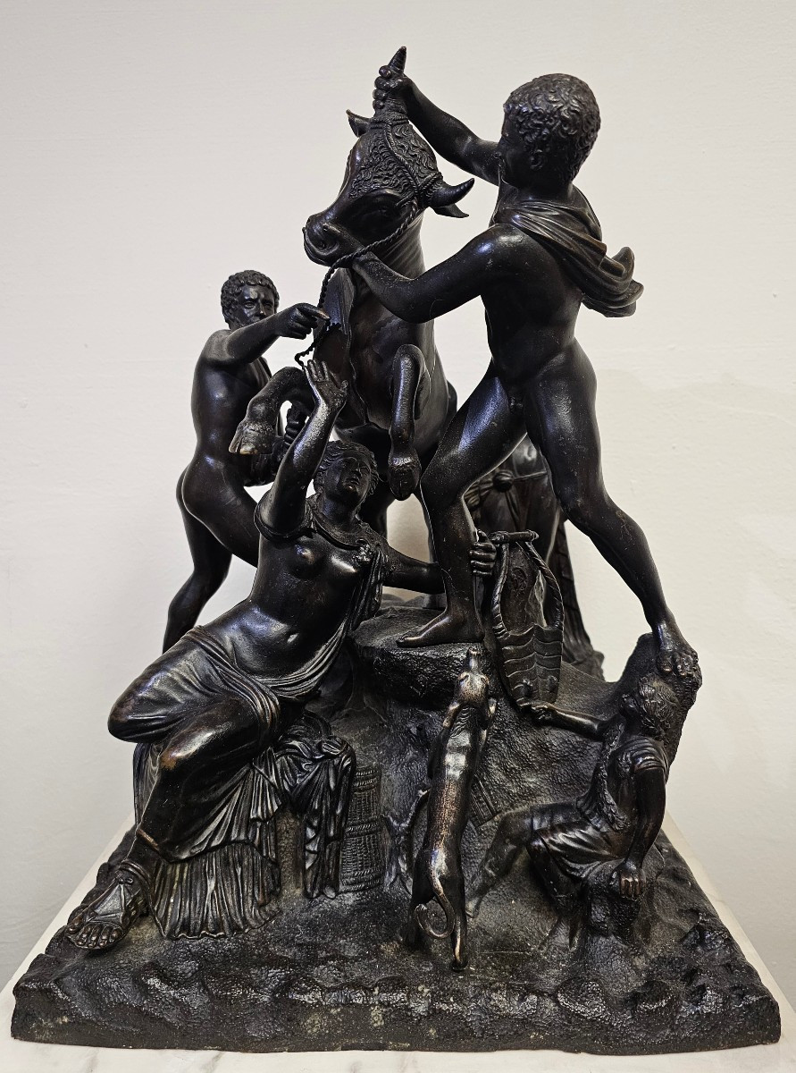 Groupe en bronze « Le taureau Farnèse » de Righetti, fin du XVIIIe siècle-photo-2