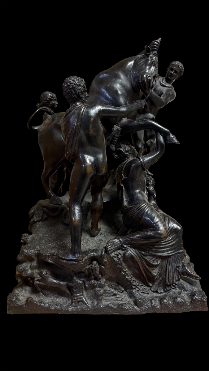Bronze Group "the Farnese Bull" By Righetti, Late 18th Century-photo-3