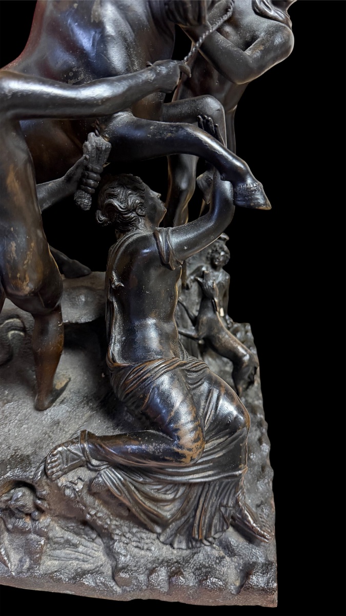 Bronze Group "the Farnese Bull" By Righetti, Late 18th Century-photo-6