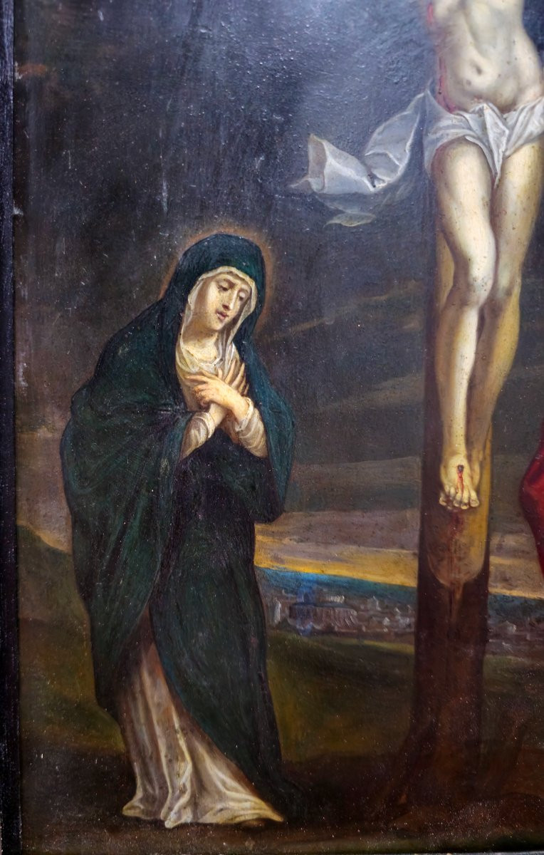 Oil Painting On Copper Depicting "crucifixion" From The Late 17th Century-photo-4