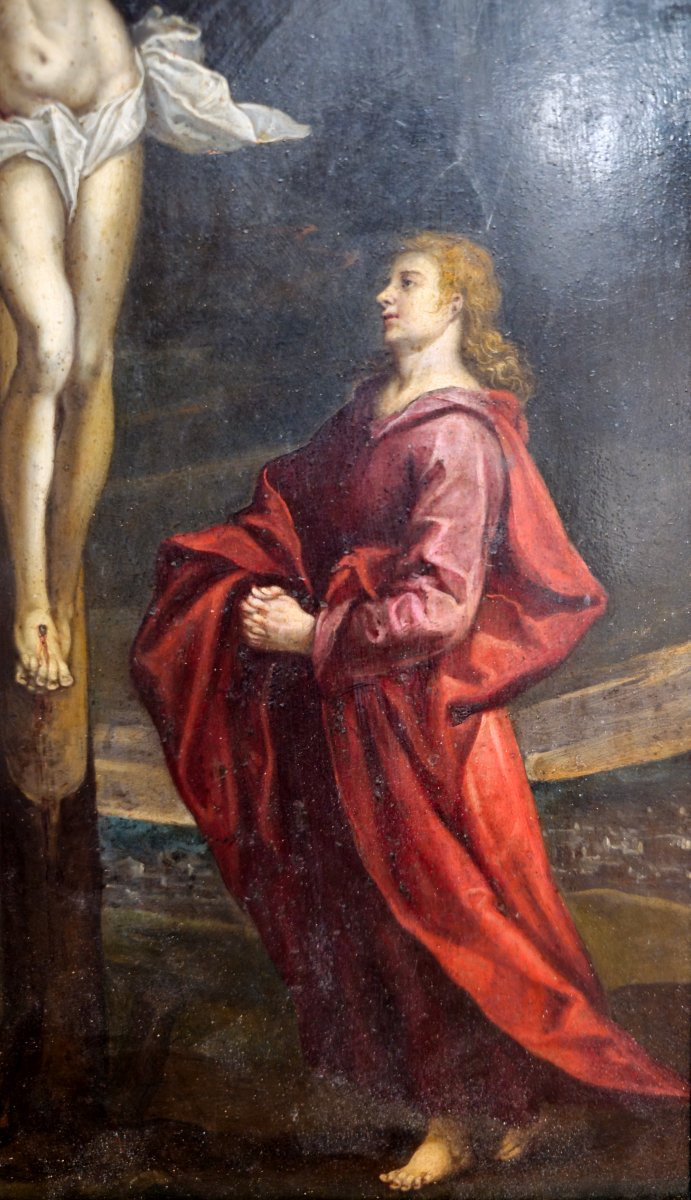 Oil Painting On Copper Depicting "crucifixion" From The Late 17th Century-photo-5