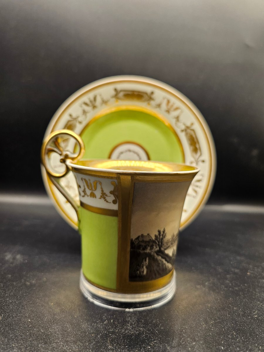 Tasse et soucoupe château de Schönbrunn, datées de 1823, Manufacture Imperiale de Vienne-photo-3