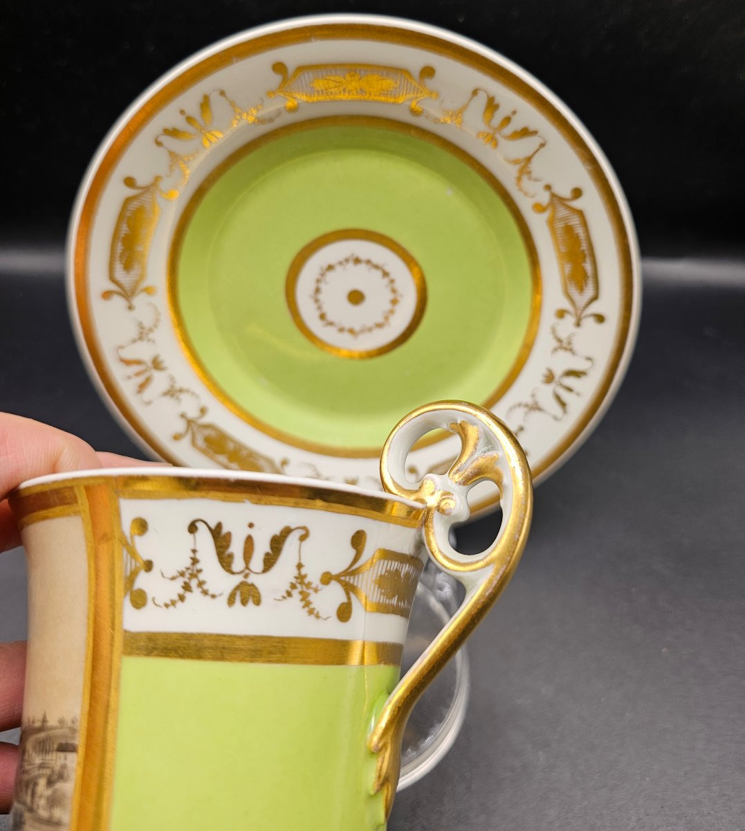 Tasse et soucoupe château de Schönbrunn, datées de 1823, Manufacture Imperiale de Vienne-photo-4