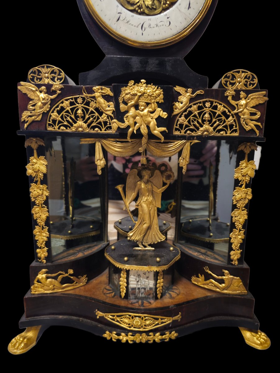 Horloge viennoise en bois et bronze-photo-2