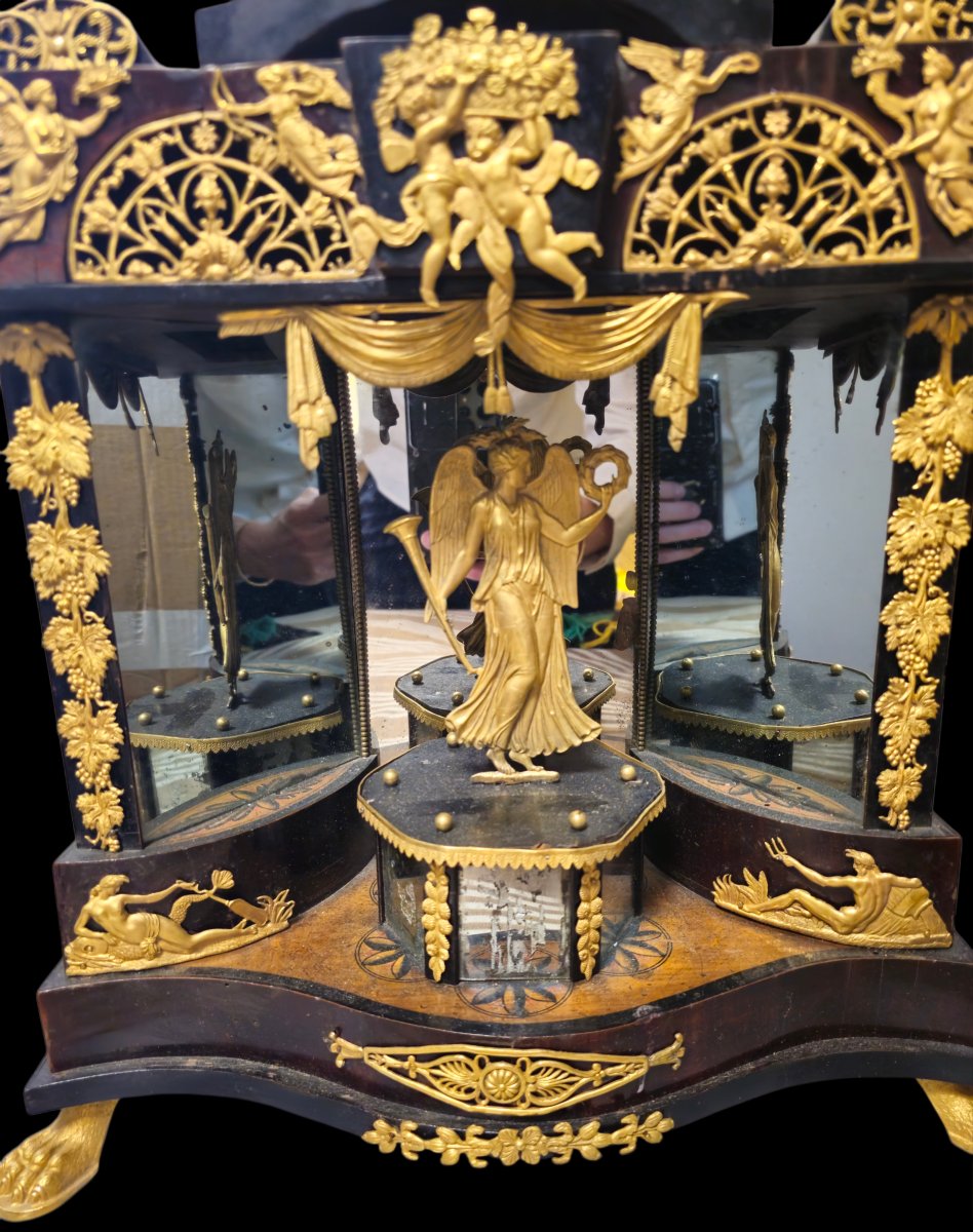 Horloge viennoise en bois et bronze-photo-3