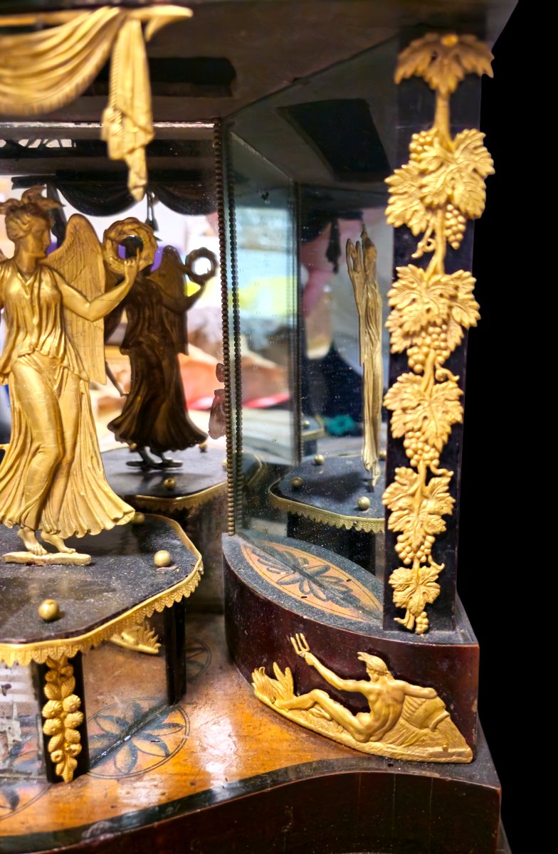 Horloge viennoise en bois et bronze-photo-4