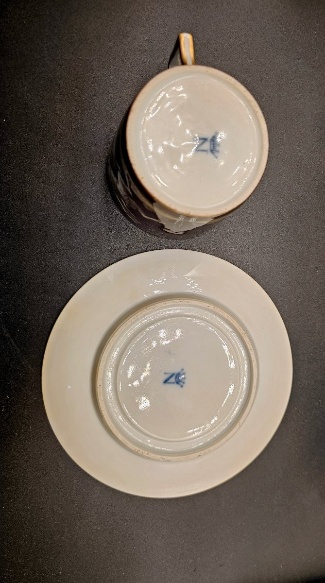 Large Cup And Saucer Real Fabbrica Ferdinandea Naples 1790-1800 Porcelain-photo-2