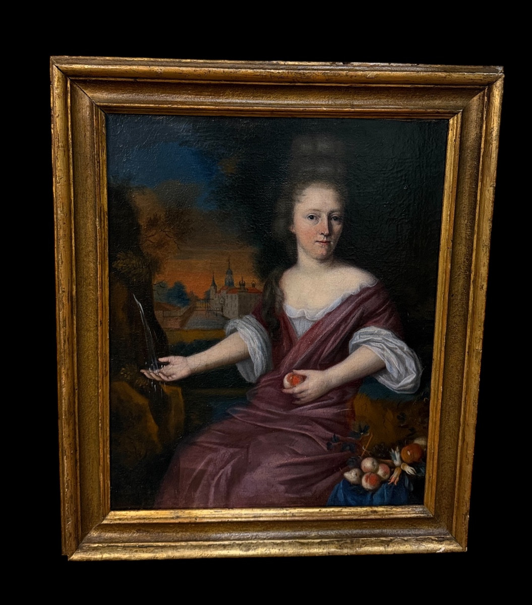 PORTRAIT ALLÉGORIQUE D’UNE NOBLE DAME — ÉCOLE AUSTRO-BOHÉMIENNE, FIN XVIIe SIÈCLE