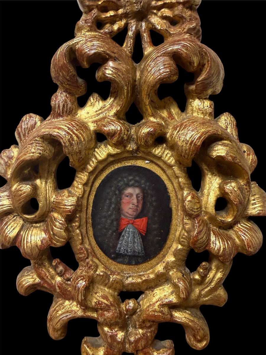 Portrait de nobleman français sur cuivre Louis XIV-photo-2