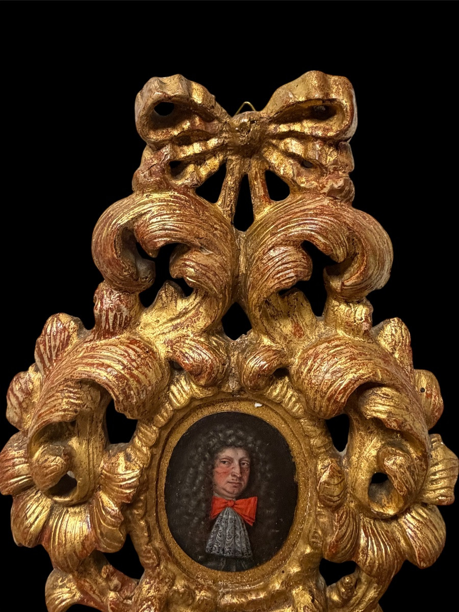 Portrait de nobleman français sur cuivre Louis XIV-photo-4