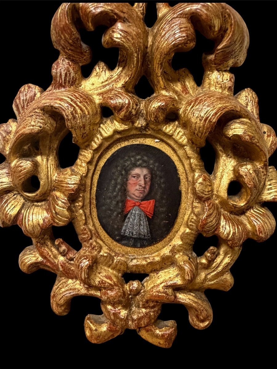 Portrait de nobleman français sur cuivre Louis XIV-photo-1