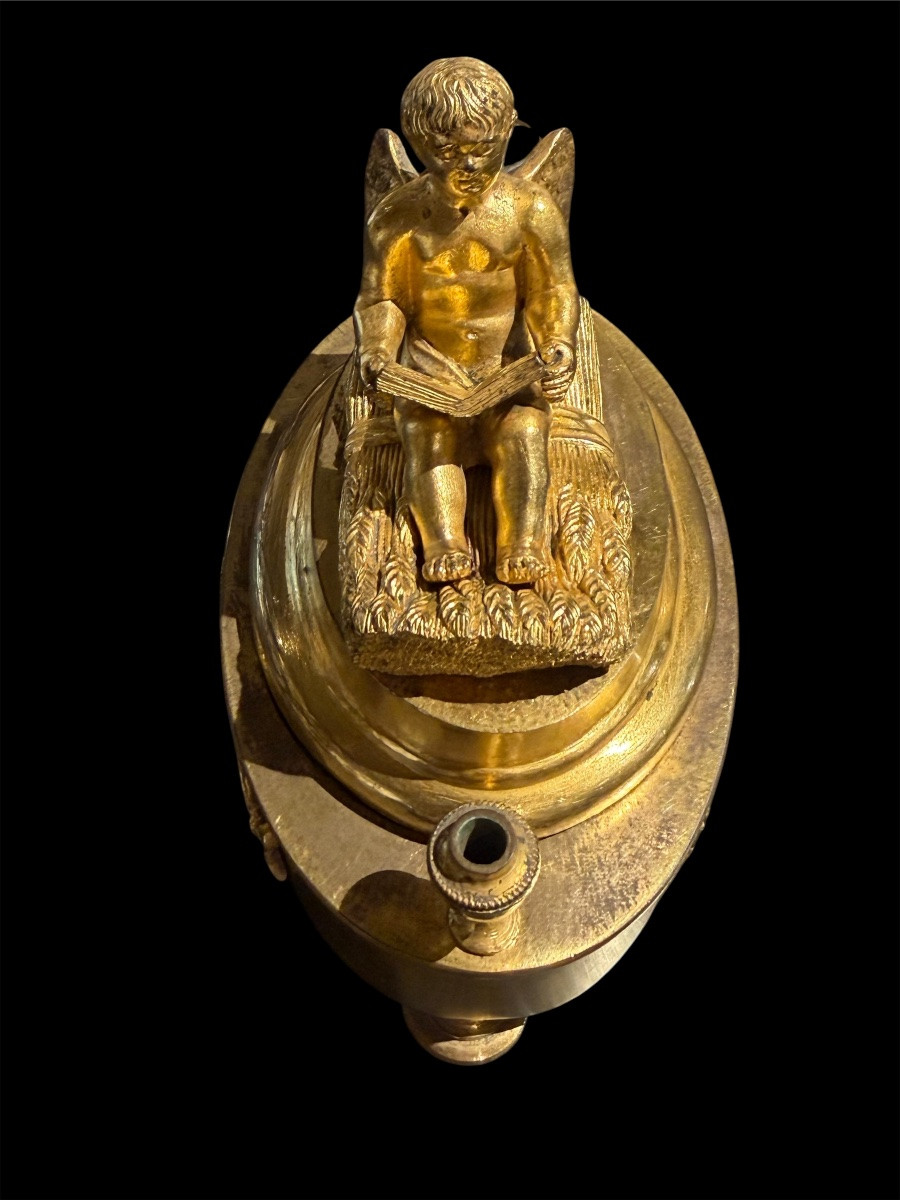 Encrier en bronze doré Époque Empire, France vers 1810-1820-photo-3