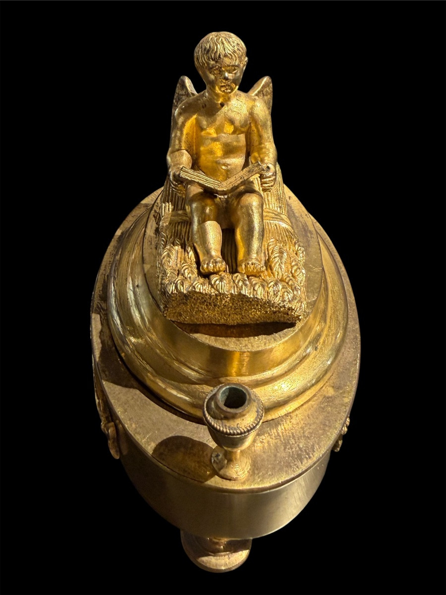 Encrier en bronze doré Époque Empire, France vers 1810-1820-photo-4