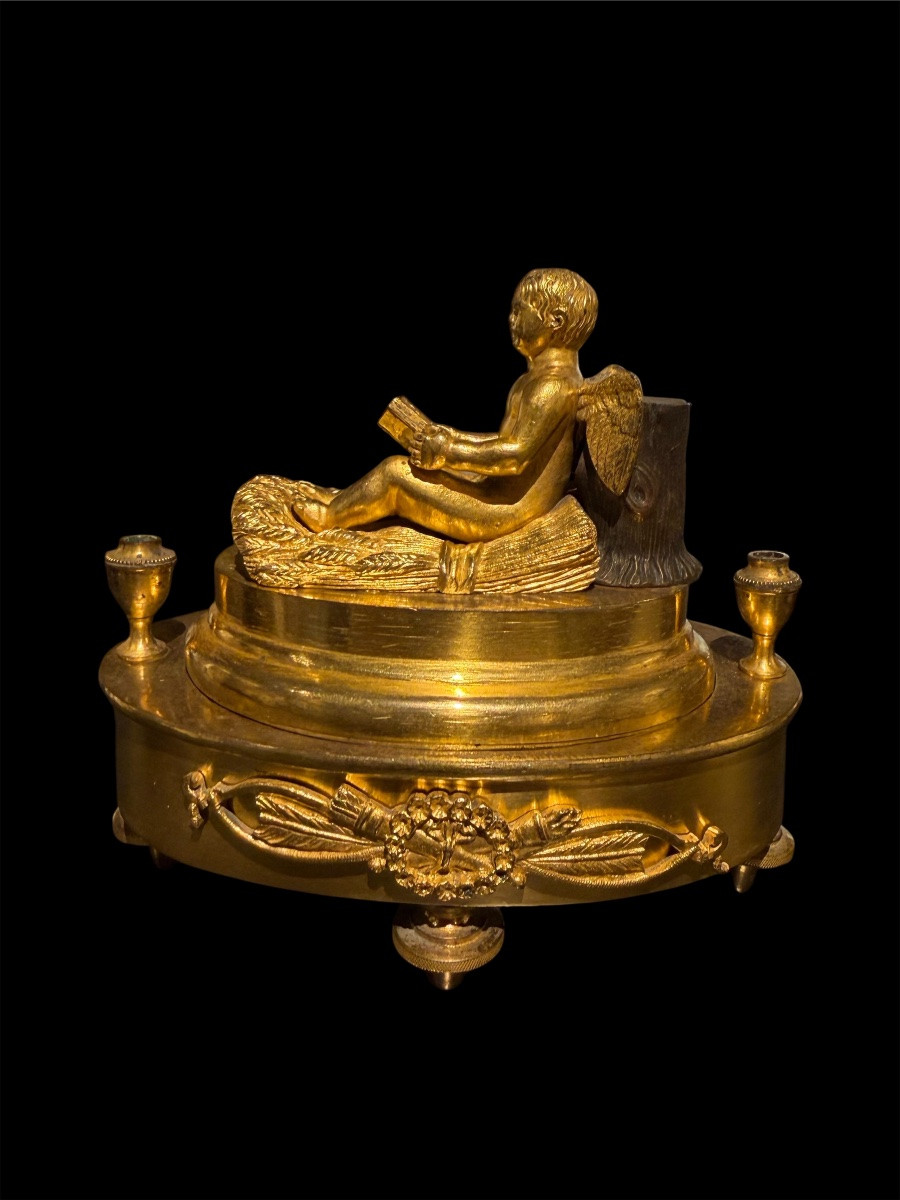 Encrier en bronze doré Époque Empire, France vers 1810-1820-photo-1