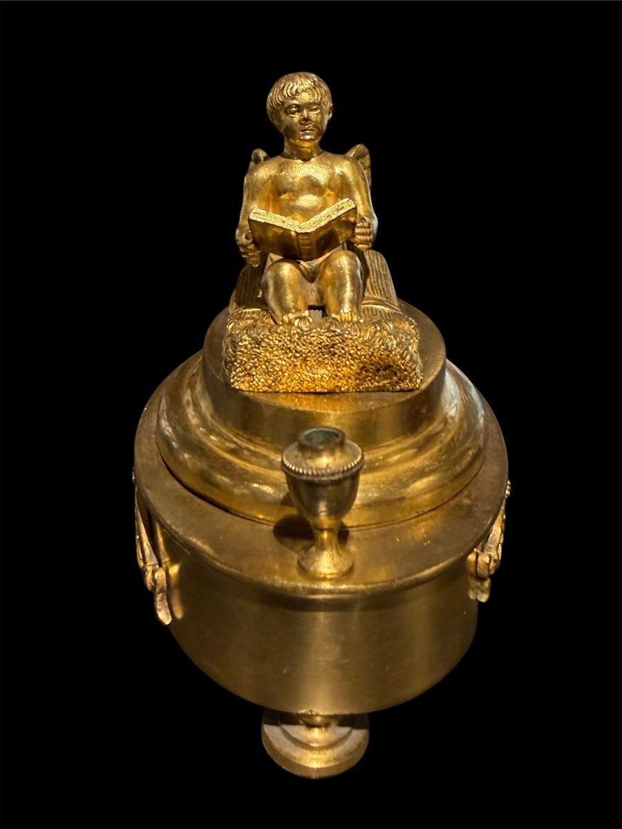 Encrier en bronze doré Époque Empire, France vers 1810-1820-photo-2