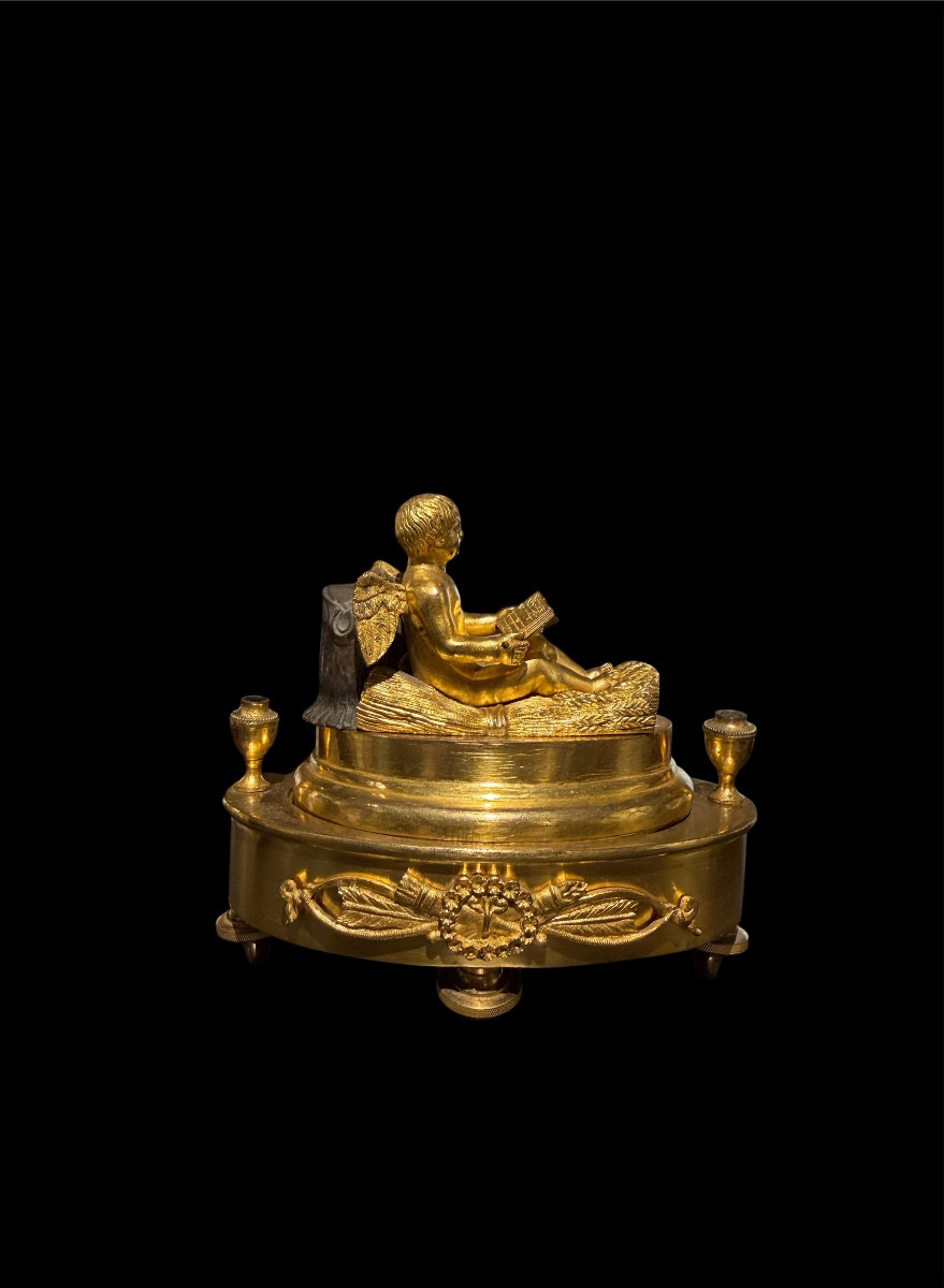 Encrier en bronze doré Époque Empire, France vers 1810-1820