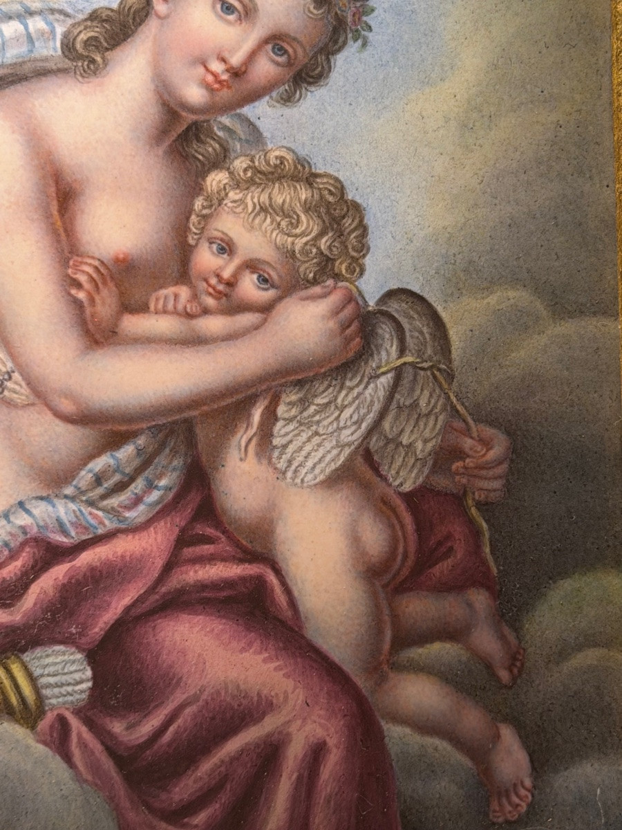 Peinture sur émail représentant Vénus et l'Amour - Période Néoclassique-photo-4