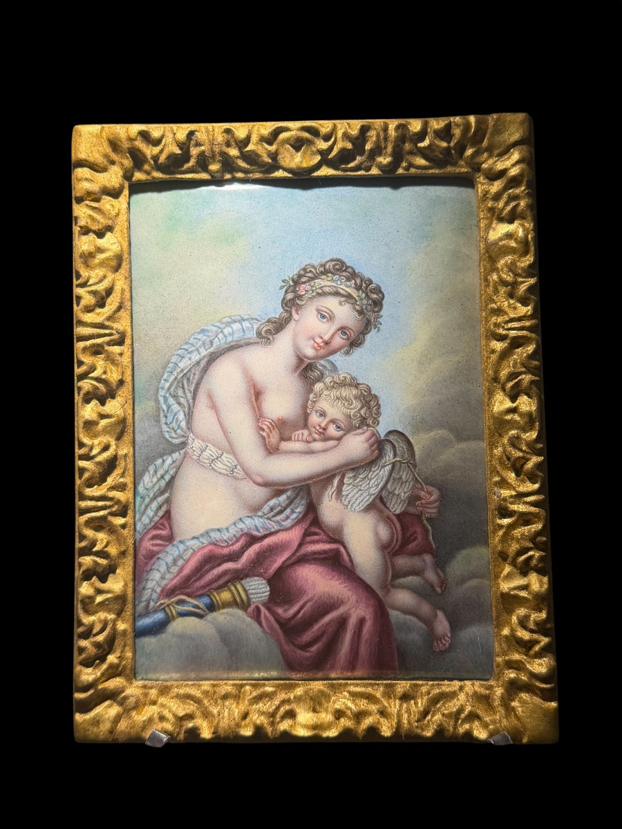 Peinture sur émail représentant Vénus et l'Amour - Période Néoclassique