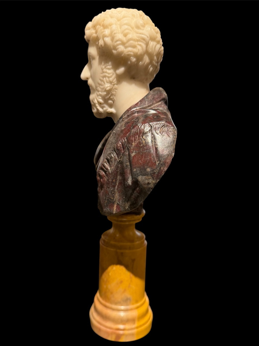 Paire de Bustes en Marbre Statuaire - Marc Aurèle et Titus - Époque du Grand Tour,Fin XVII S.-photo-3