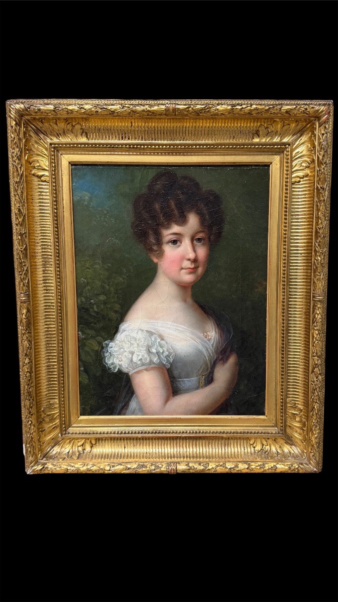 Portrait d'une jeune femme, huile sur toile, école française, époque Empire, vers 1805–1820