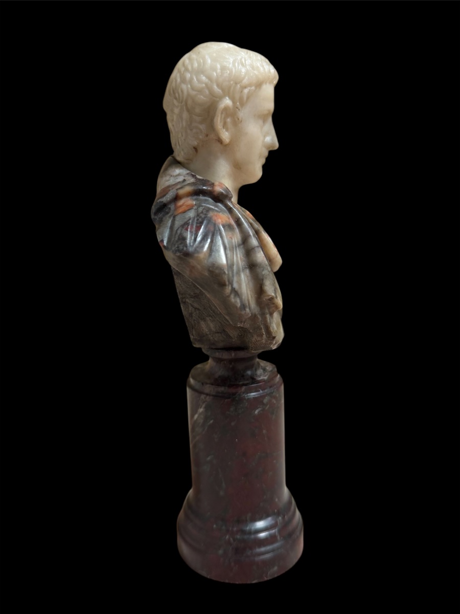 Grand Tour Bust In Statuary Marble, African Marble, And Holy Marble — Roman Emperor, Rome, 18th Century-photo-2