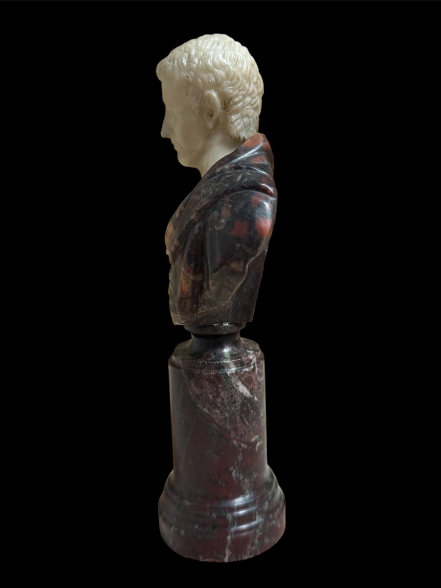 Grand Tour Bust In Statuary Marble, African Marble, And Holy Marble — Roman Emperor, Rome, 18th Century-photo-4
