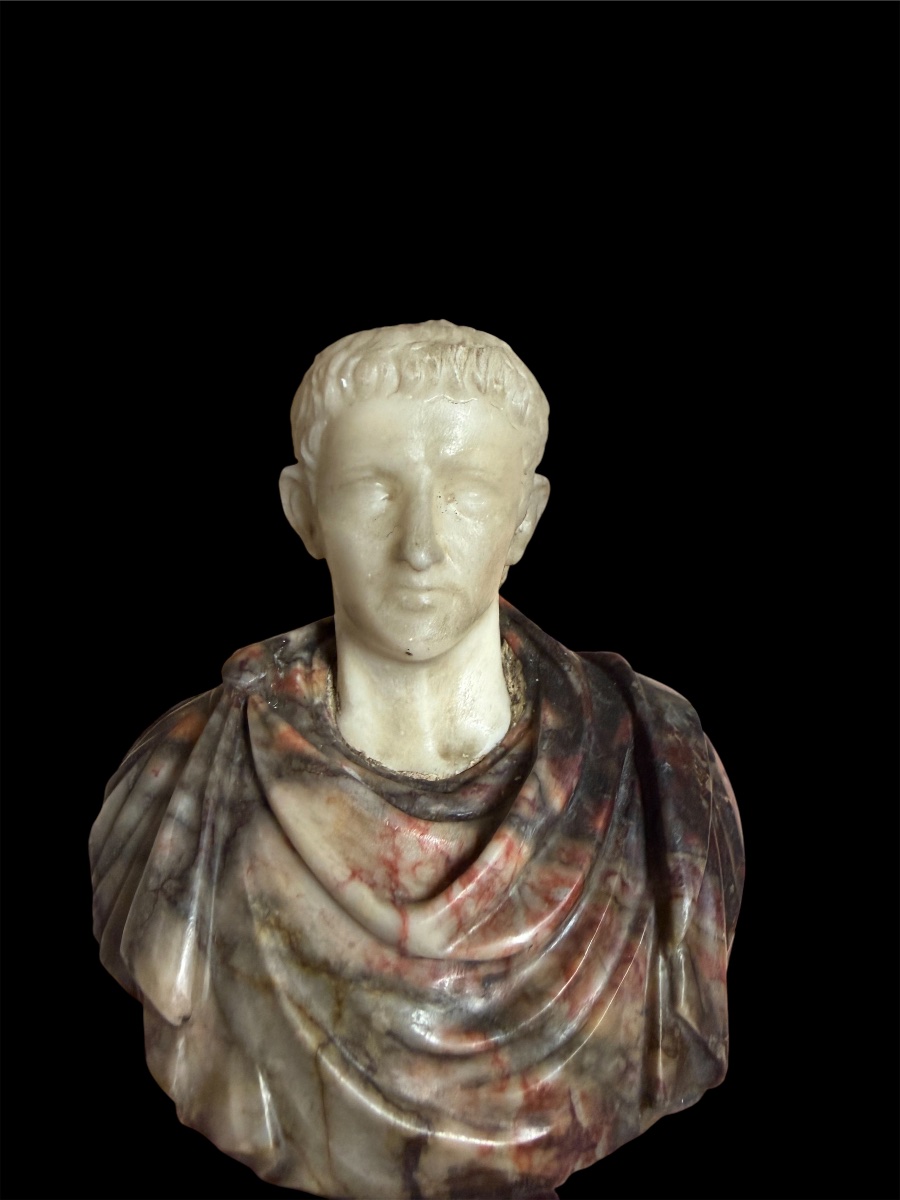 Grand Tour Bust In Statuary Marble, African Marble, And Holy Marble — Roman Emperor, Rome, 18th Century-photo-1