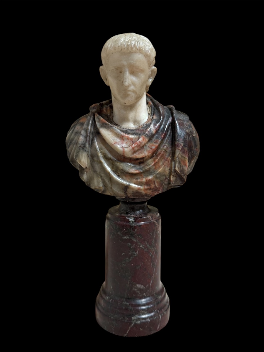 Grand Tour Bust In Statuary Marble, African Marble, And Holy Marble — Roman Emperor, Rome, 18th Century