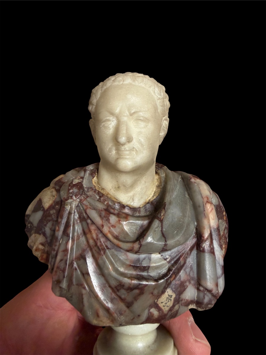 Buste Grand Tour de Vespasien en marbre statuaire et porta santa, Rome, XVIIIe siècle-photo-1