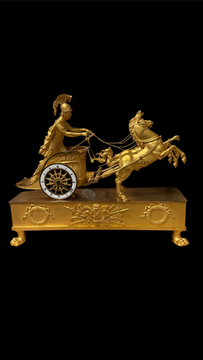 Pendule au char de Jason, bronze doré, France, époque Empire